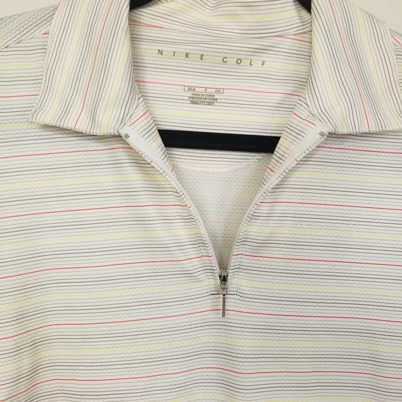 Nike Golf White Stripe Short Sleeve Polo Top Golfing Activewear Wicking Small - Picture 2 of 8